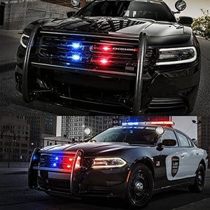 Car Police Light 4 X 4 LED With Wireless Remote, Red & Blue Police Strobe Flasher Light Dash Emergency Warning Lamp 12V