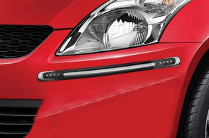 Car Front and Rear Corner Bumper Guard Protector | Black and Chrome | Anti-Collision | Anti-Scratch Bumper Protector for Maruti Suzuki Baleno RS (2019)