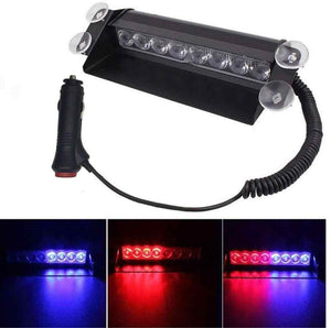 Car Oxygen-Red/Blue 8-LED Car Dashboard Strobe Flasher Police Light 3 Modes For All Cars