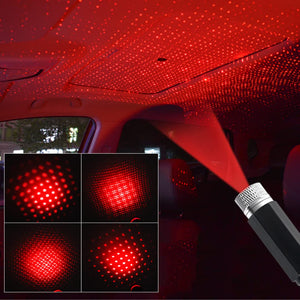 USB Roof Star Projector Lights with 3 Modes, USB Portable Adjustable Flexible Interior Car Night Lamp Decor with Romantic Galaxy Atmosphere fit Car, Ceiling, Bedroom, Party (Plug&Play, REd)