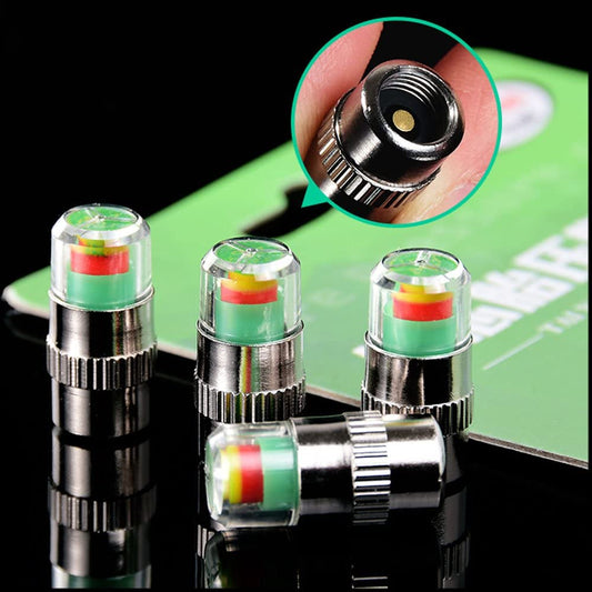 CarOxygen Car Tire Valve Stem Caps Pressure Monitor Sensor Indicator 3 Color Eye Alert 4Pcs