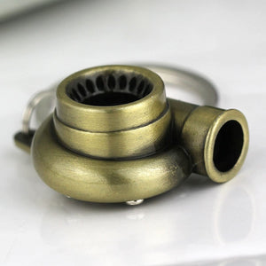 Creative Spinning Turbo Turbocharger Keychain Key Chain Ring Keyring Keyfob (Bronze Color)