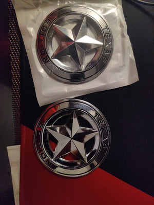 Star Texas Edition Emblem Sticker for All Cars, Metal (Silver)