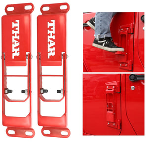 Door Hinge Step compatible for Thar (Set of 2, Red) Car- Foldable