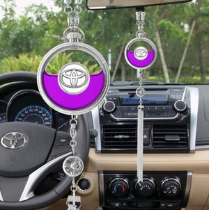 Original Car Rearview Mirror Metal Tassel and Crystal Inlay Logo Pendant Hanging Air Freshener