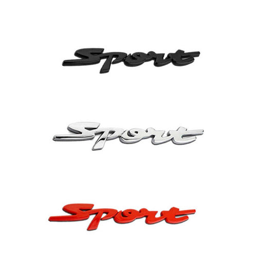 CarOxygen - Sport Cursive Black Badge Emblem Sticker Decal for All Car Bike Mobile Laptop/Metal Sticker Badge for Cars and Bikes