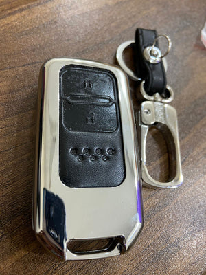 KEYLESS Key Cover Case Fob For Honda City Ivtec/Idtec And New Jazz TOP MODEL In Zinc Alloy And Leather Black Color