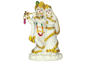 Radha Krishna Statue With Antique Golden Lining For Car Dashboard Or temple