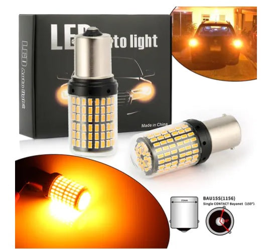 6 MONTHS WARRANTY 2800 Lumen 3014 Chipset 144 SMD Amber Canbus Error Free Led Turn Signal Light Led Bulb Front Rear Turn Signal Bulb (BA15S P21) Set Of 2
