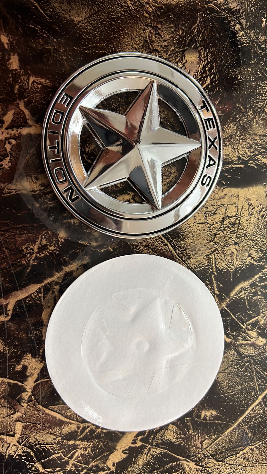 Star Texas Edition Emblem Sticker for All Cars, Metal (Silver)