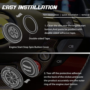New Metal Rotatable Design Car Push to Start Stop Ignition Button Cover Interior Universal Button Decoration Ring - Aluminium Engine Start Button Cover