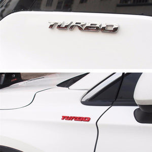 CarOxygen - 3D Turbo Silver Badge Emblem Sticker Decal for All Car /Sticker for All Cars (1 pcs)