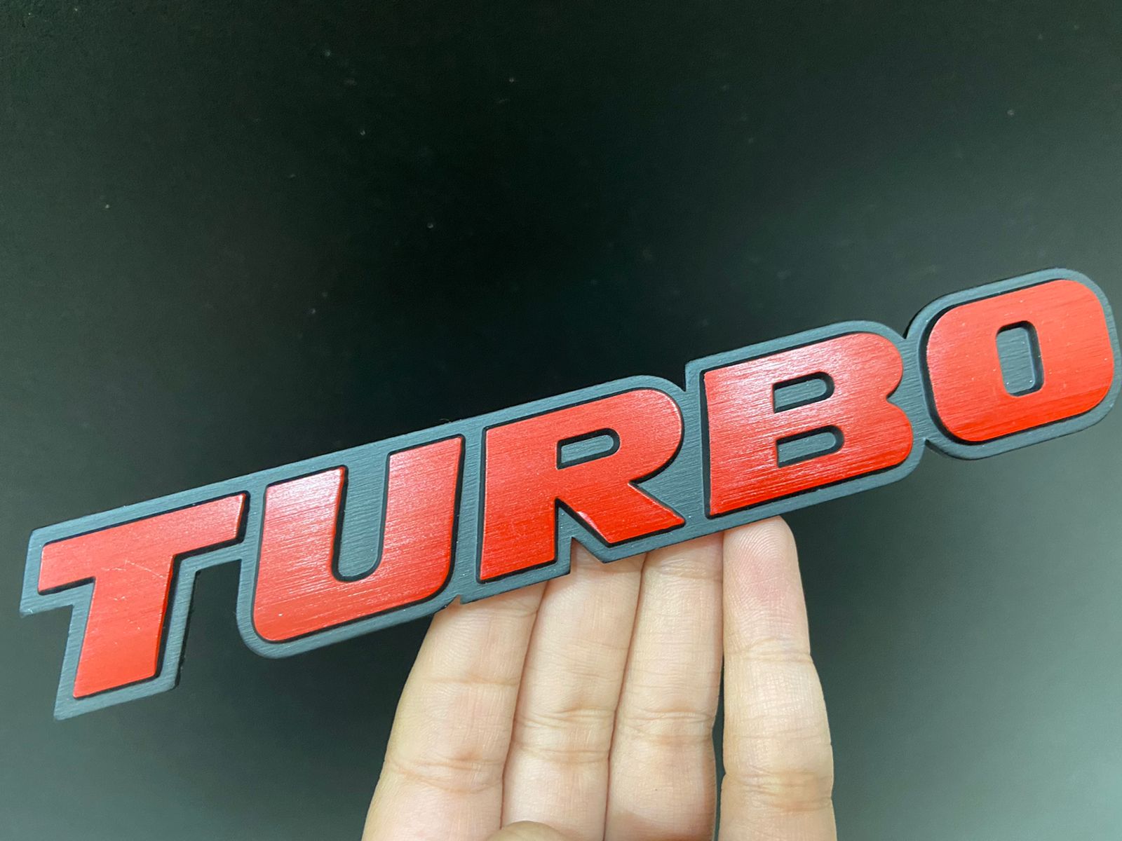 3D Metal Silver Chrome 'Turbo' Car Badge Emblem Sticker – 13cm, Sport Theme, Metallic Finish