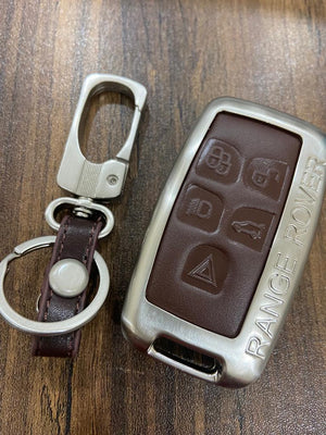 Car Key Cover Case Fob Compatible With Range Rover Sport, Freelander 2, Discovery 4, Evoque Made Up OF Zinc Alloy And Brown Leather