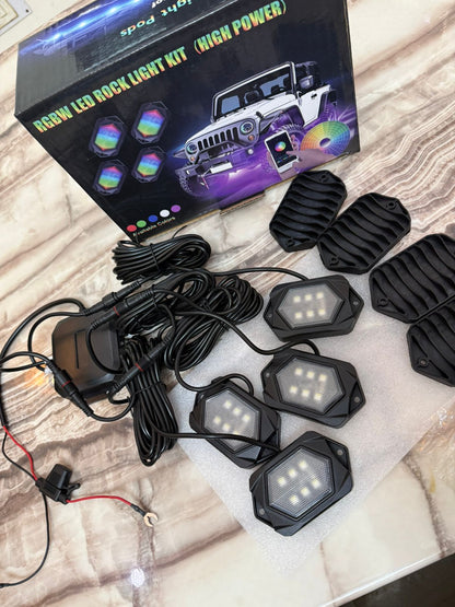 RGBW LED Rock Light Kit (High Power) â€“ 8 Pods Underbody Wheel Well Lights, App & Remote Control, Multicolor Offroad Lighting Kit for Jeep, SUV, Truck, ATV, UTV