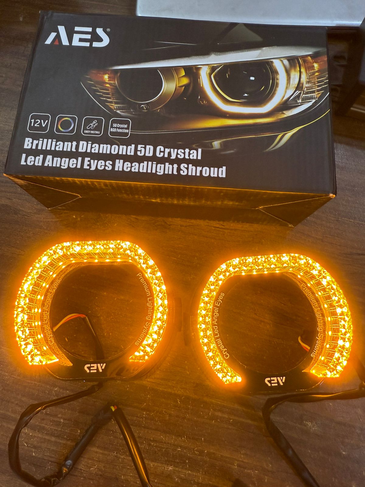 Brilliant Diamond 5D Crystal Led Angel Eyes Headlight Shroud