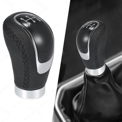 CarOxygen 5 6 Speed Manual Car Gear Shift Knob Shifter Lever Handle Stick PU Leather Universal with 3 Caps (Black)