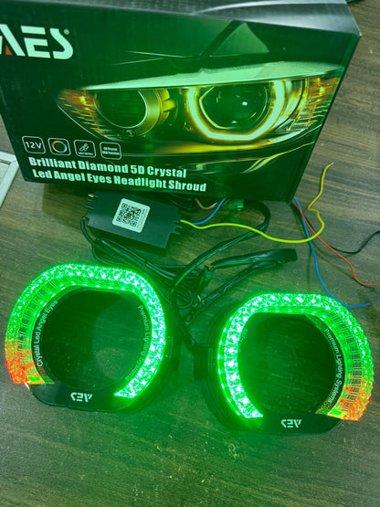 Brilliant Diamond 5D Crystal Led Angel Eyes Headlight Shroud
