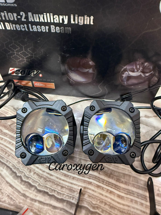AES Warrior-2 Auxiliary Light 120W | Dual Direct Laser Beam Fog Light | Ultra-Bright Car & Bike Laser Projector | High Power Waterproof LED Driving Lamp | Universal Fit for All Vehicles