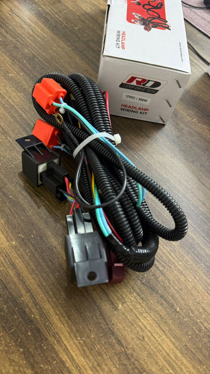 12V Headlight Wiring Kit with Relay Harness – Heavy Duty Plug & Play Wiring for LED/HID Headlights, 500W Capacity, Universal Fit for Cars & SUVs
