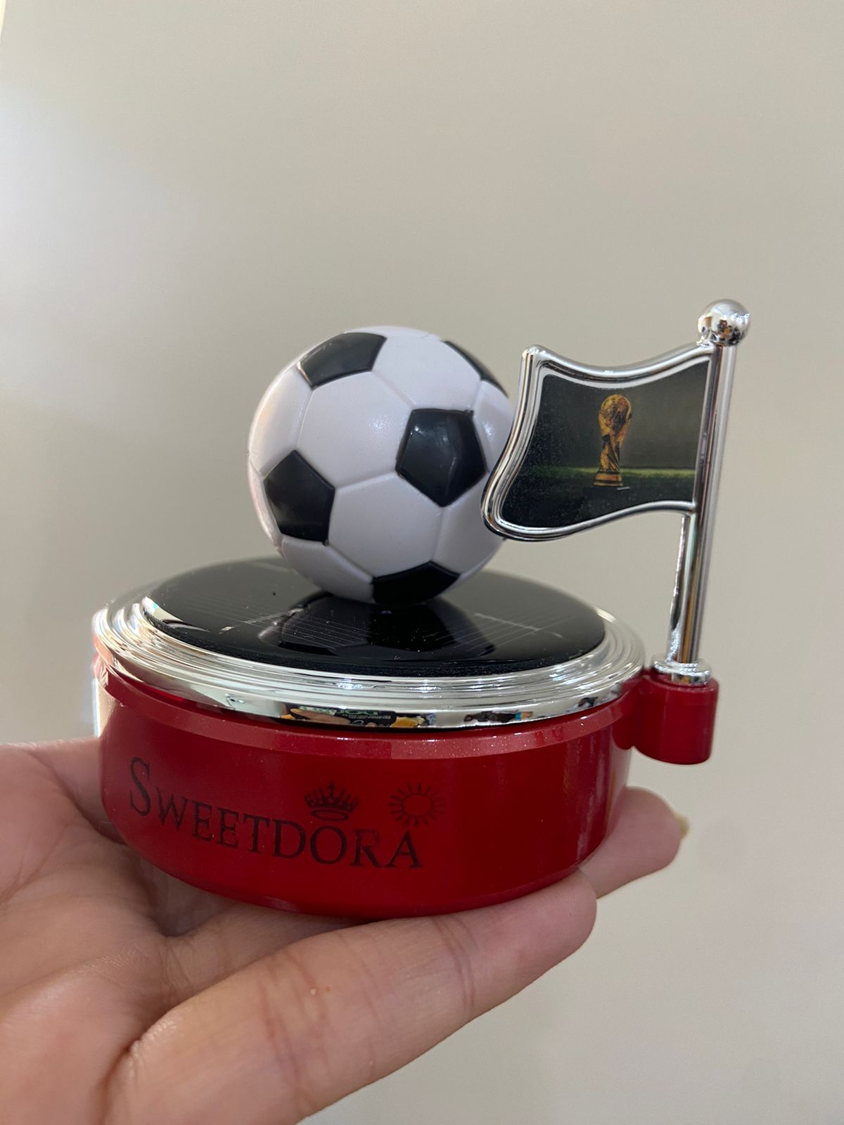 Football rotating car perfume seat alloy solar car interior aromatherapy ornaments decorative air freshener