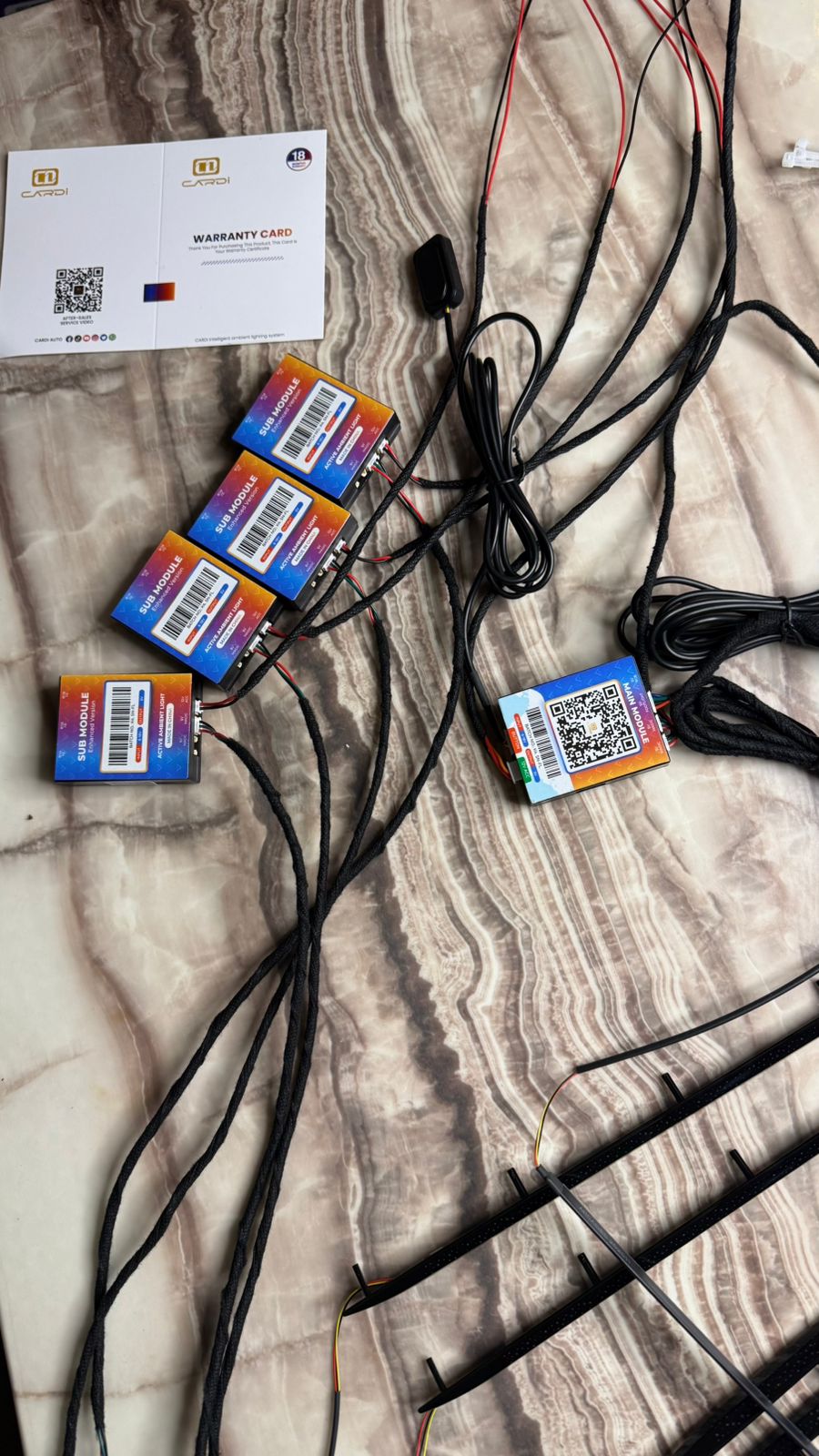 CARDI K5/K6 Magic Black Trim 10 In 1 LED Car Ambient Lights By App Control Strip Light Guide Decoration Atmosphere Lamp. TRIM SIZE EACH 70 CM