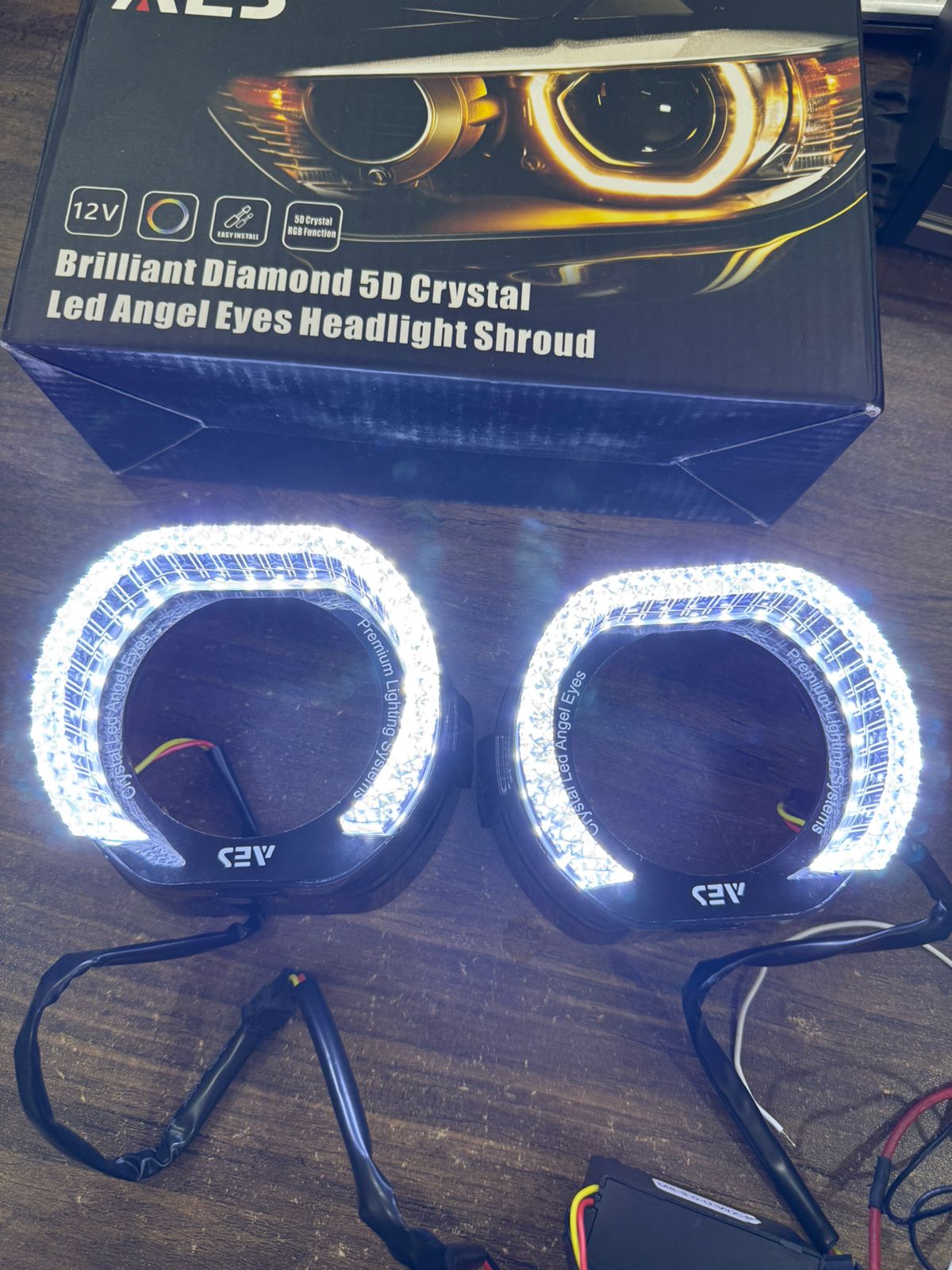 Brilliant Diamond 5D Crystal Led Angel Eyes Headlight Shroud