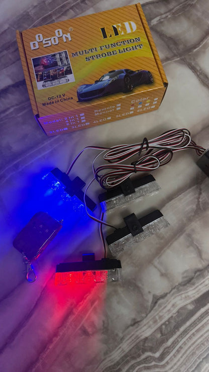 Caroxygen 4X4 Car Grill  , Blue /Red & White LED DRL Police Flasher Warning Light for Cars with Controller & Flashing Mode