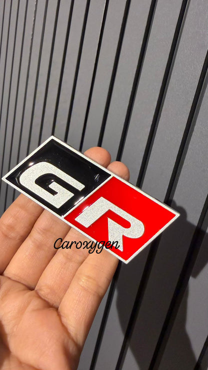 Chrome Plated 3D Car Logo Sticker Compatible with Toyota GR Log | Emblem Decals for Car Accessories (Pack of 1)