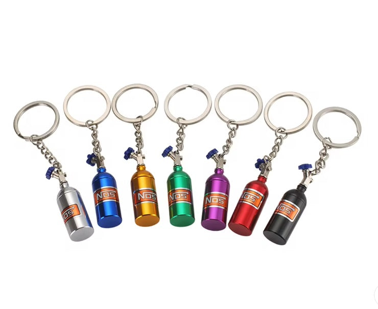 Nos Tank Blue Car Part Stainless Steel Keychain Car Enthusiast Metal For Gifting With Key Ring Anti-Rust (Pack Of 1)