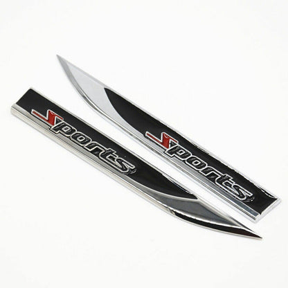 2Pcs Sports Logo Car Metal Emblem Badge Sticker Side Fender Decal Car Accessory