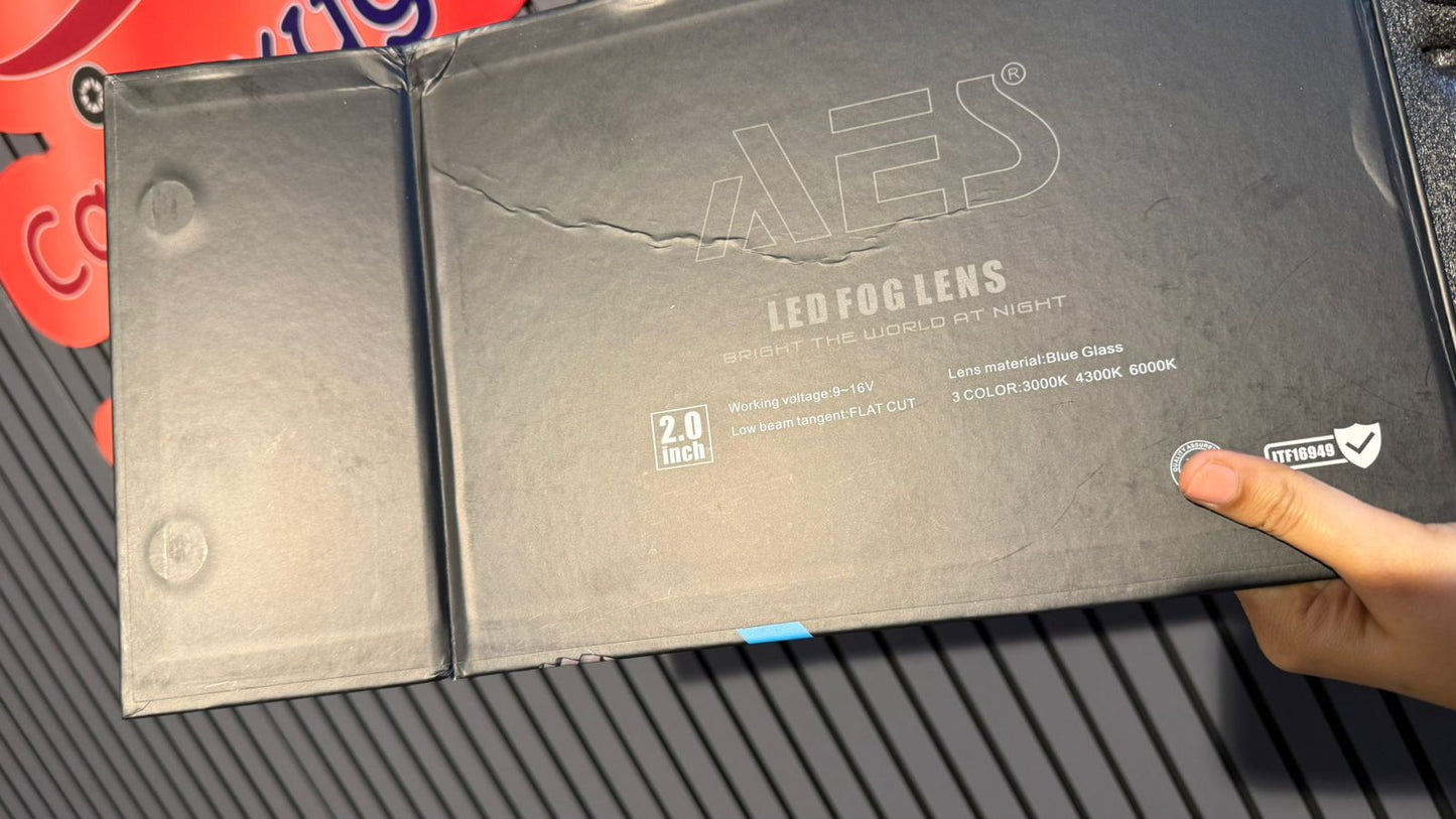 AES 2.0 Inch LED Fog Light Lens | 3 Color (3000K Yellow / 4300K Warm White / 6000K White) | All Weather Projector Fog Lamp | Upgrade Version | Universal Fit (Pack of 2)