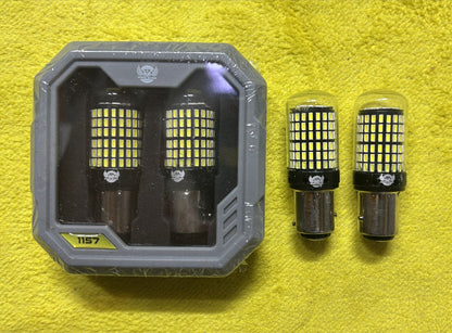 CAROXYGEN 2800Lumen 3014 Chipset 144SMD 1157 Led Bulb Front Rear Turn Signal Bulb and Canbus Error Free Led Turn Signal Light Bulb White, (Pack of 2, Dual Pin)