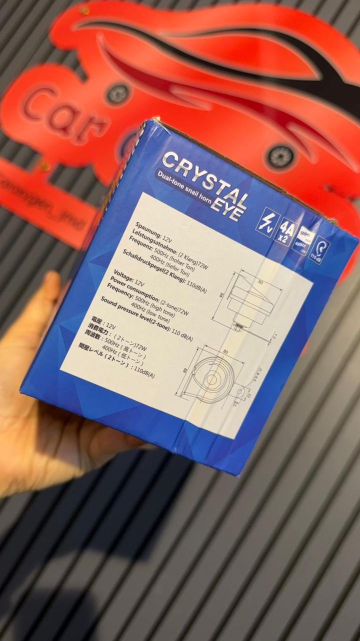 Crystal Eye Dual Tone Snail Horn for Car – 12V DC, 110dB Super Loud, 400Hz/500Hz High & Low Tone (Set of 2)