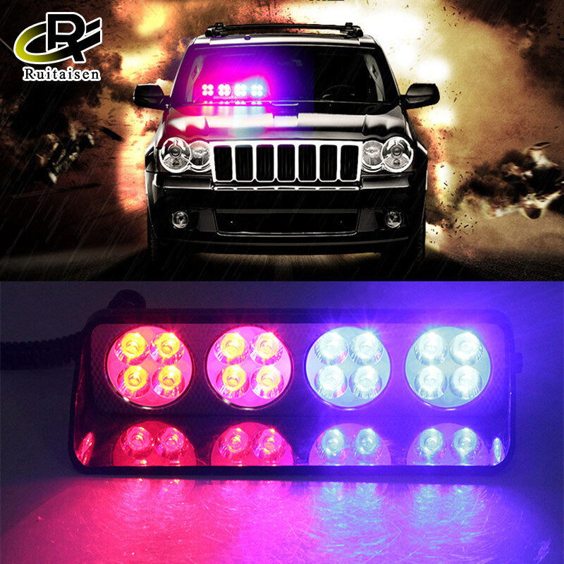 Car Oxygen-Red/Blue LED Car Dashboard Strobe Flasher Police Light 3 Modes For All Cars