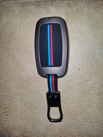 Auto Thrill Premium Metal Key Cover for Kia Seltos, Carens, Sonet - 4 Button Smart Key (Black)