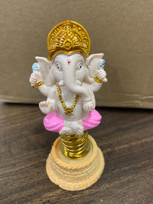 RACE MINDS Lord Ganesha Car Dashboard Household Car Decor Spring Idol for Office Decor Or Jumping Idol