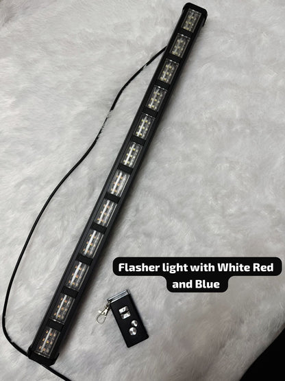 White ,Red and Blue LED Emergency Warning Strobe Lights Traffic Advisor Directional Safety Caution Warning Flashing Light Bar for Windshield Rooftop Trucks Police Cars (Square)