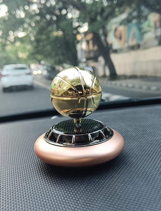 Alloy Metal NBA Basketball Solar Automatic Car Air Aromatherapy Perfume, Air Freshener (Gold)