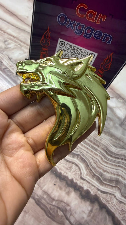 Caroxygen 3D Metal Wolf Emblem for Cars, Bikes & SUVs, Premium Gold Right Wolf Logo Sticker, Waterproof Self-Adhesive Metal Badge Decal, Universal Exterior Accessory