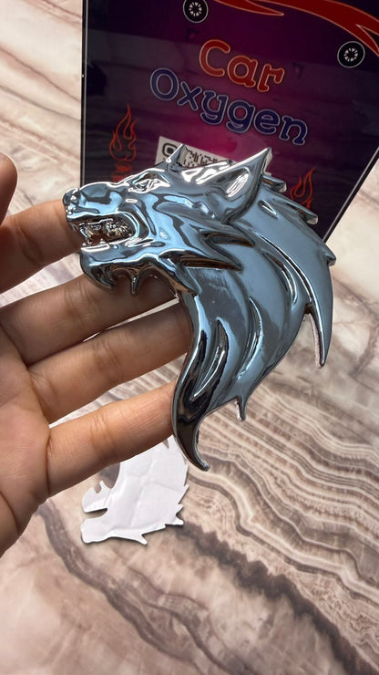 Caroxygen 3D Metal Wolf Emblem for Cars, Bikes & SUVs, Premium Gold Right Wolf Logo Sticker, Waterproof Self-Adhesive Metal Badge Decal, Universal Exterior Accessory