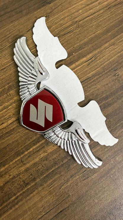 Car Front Hood Emblem– 3D Metal Wing Logo Badge, Self Adhesive Chrome Finish Car Bonnet Logo,