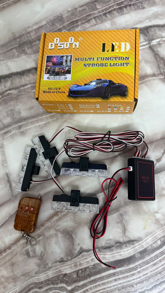 Caroxygen 4X4 Car Grill  , Blue /Red & White LED DRL Police Flasher Warning Light for Cars with Controller & Flashing Mode