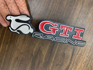 3D Laxury Volkswagen VW Golf GTI Logo GTI Metal Logo GTI Racing Body Side Emblems GTI Racing Badge GTI Fender VW Running Rabbit GTI Logo for All Volkswagen VW Cars