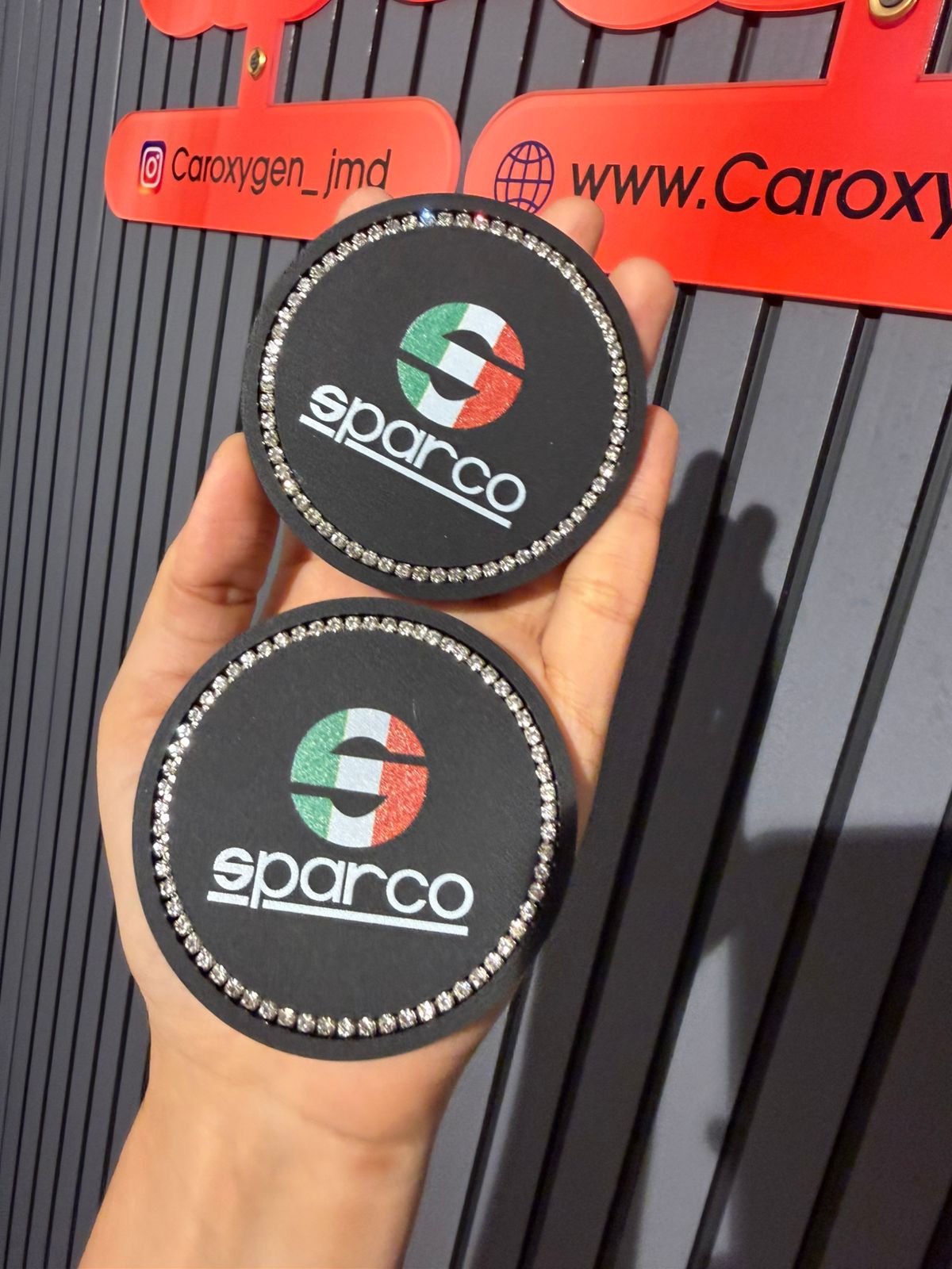 2.75 Inch Silicone Coaster Pad with Elegant Crystal Rhinestone | Car Interior Accessories