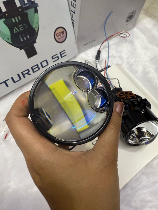 AES Turbo SE 55 watts bi-led headlight projector rainbow lens