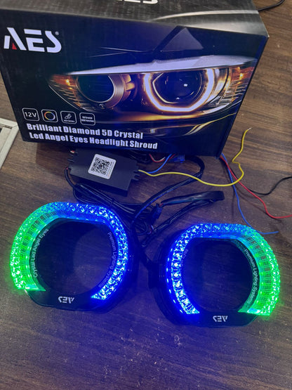 Brilliant Diamond 5D Crystal Led Angel Eyes Headlight Shroud