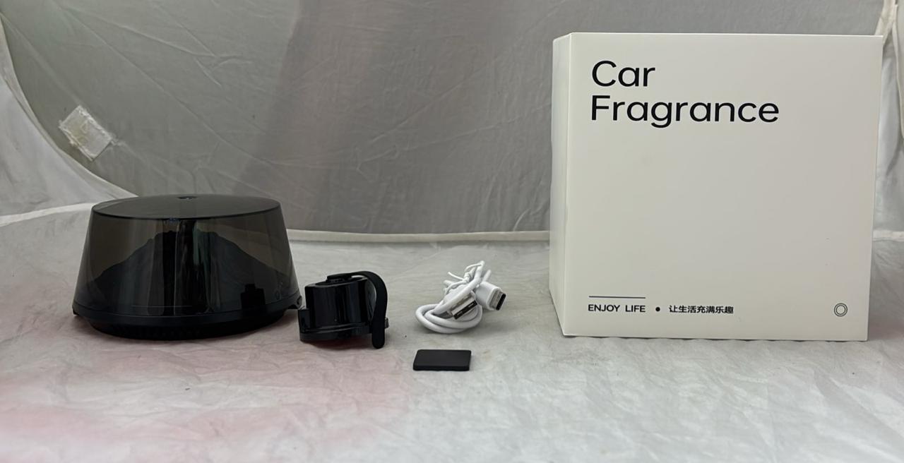 Solar Car Perfume Air Freshener – Rotating Sun Powered Car Fragrance Diffuser | Stylish Dashboard Perfume for Car Interior (Black)
