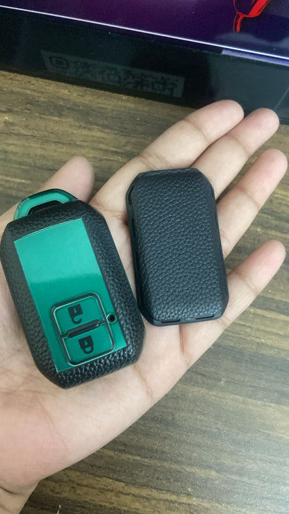 TPU Leather Pattern Key Cover Compatible with Honda City, Civic, Jazz, Amaze, CR-V, WR-V, BR-V 2 Button Smart Key Cover with Key Chain