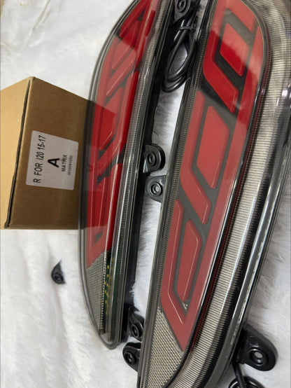 Reflector Bumper Rear/Back Drl with Wiring Reverse Light Function LED Brake Light for H-yundai I20 E-lite (Red)- Set of 2 Pcs